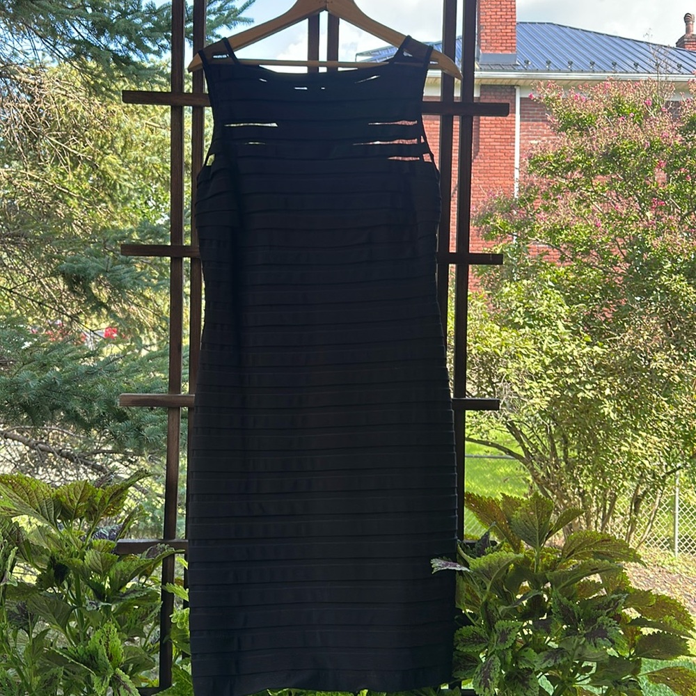 Adrianna Papell Midnight Black Midi Dress